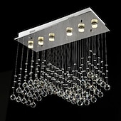 cheap Chandeliers-Crystal Chandelier Ceiling Light Luxury Wave Design 70cm Hot K9 Rectangle Hanging Lamp for Living Room Dining Room Crystal Chandelier Bar Island Cabinet Lamp Ceiling Pendant Lights
