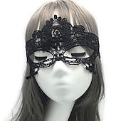 baratos Acessórios e mais-máscara de renda feminina máscara de olho de senhora festa de adultos carnaval adereços de halloween acessórios de renda tactel vermelho branco preto feminino fantasias de máscara de olho