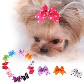 billiga Hundhalsband, selen och koppel-Hund Katt Små pälsdjur Ornament Håraccessoarer Rosetter Bergkristall Elektronblixt Handgjord Prickig Rosett Bergkristall 10 st