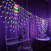 cheap Plug String Lights-Peacock LED Net Light Outdoor Mesh Light 3M 424LED Window Curtain String Light For Backdrop Wall Christmas Fairy Holiday Light EU US AU UK Plug