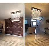 cheap Unique Chandeliers-Crystal Chandelier Ceiling Light Hot K9 Rectangle Hanging Lamp for Living Room Dining Room Wave Crystal Chandelier Pendant Lights Bar Island Cabinet Lamp