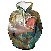 billige 3D mønster-Herre Grafisk Dyr Hattetrøje Hettegensere Genser Hattetrøje Langermet Hettegenser Med hette Grunnleggende 3D-utskrift Daglig Ut på byen Rød Blå Vår sommer Designer