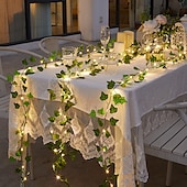 levne Sluneční řetězová světla-LED String Light IP65 Vodotěsná solární energie Venkovní LED String Závěsná světla Umělá venkovní břečťanová listová Rostliny pro zahradní plot Nástěnná závěsná dekorace Teplá bílá 8 Režim osvětlení