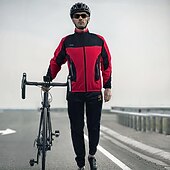 billiga Jackor och västar för män-Arsuxeo Herr Cykeljacka Vindtät jacka Fleece-jacka Vinter Håller värmen Vindtät Fleecefoder Andningsfunktion Cykel Jacka Bergscykling Vägcykling Stadscykling Blå Orange Rubinrött Cykelkläder