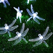 cheap Solar String Lights-Dragonfly Solar String Lights Outdoor 6.5M 30LEDs Waterproof Solar Fairy Lights 8 Modes Decorative Lights for Patio Garden Yard Fence Wedding Christmas Party Warm White RGB Multicolor