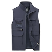 お買い得  メンズアクティブアウターウェア-男性用 釣りベスト ハイキング ベスト ワークベスト ノースリーブ ベスト ジャケット トップス アウトドア 高通気性 速乾性 ライトウェイト モイスチャーコントロール ミリタリーカラー ブルー カーキ色 釣り 登山 キャンプ / ハイキング / ケイビング