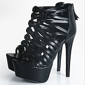 voordelige Platform Sandalen-dames stilettohakken met bandjes en platform – sexy open teen sandalen met hoge hak en veters