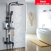 abordables Robinets de douche-Robinet de douche, système de pommeau de douche à effet pluie Ensemble de mitigeur thermostatique - douchette incluse douche à effet pluie extractible finitions peintes antiques contemporaines