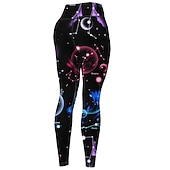 Χαμηλού Κόστους Γιόγκα κολάν &amp; καλσόν-Γυναικεία Παντελόνι για γιόγκα Αντίστροφη καρότσα Έλεγχος κοιλιάς Ψηλή Μέση Γυμναστήριο προπόνηση Τρέξιμο Καταλληλότητα Καλσόν Ποδηλασία Κολάν Σχέδιο γαλαξίας Μαύρο Φθινόπωρο Χειμώνας Αθλητισμός