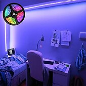 baratos Controlo Remoto-luzes de tira de led flexíveis rgb 5m luzes tiktok 300 leds 2835 8mm ir 44key controle remoto conectável autoadesivo mudança de cor