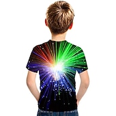 tanie Wizja 3D i geometria chłopca-Dla chłopców 3D Graficzny Kolorowy blok Wzór 3D Podkoszulek T-shirt Krótki rękaw Druk 3D Lato Aktywny Sport Moda miejska Poliester Jedwab wiskozowy Dzieci 3-12 lat