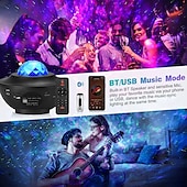 abordables Proyector de la lámpara  y proyector láser-Proyector de galaxia led, luz nocturna, ola oceánica, proyección de estrellas con altavoz de música bluetooth, control remoto, 10 colores, 21 modos de iluminación, niveles de brillo ajustables para