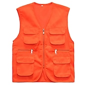 billiga Herrars fiskeväst-Herr Dam Fiskeväst Vandringsväst Ärmlös Väst Jacka Överdelar Utomhus Andningsfunktion Snabb tork Multi Pocket Lättvikt Vår Polyester Svart Gul Rubinrött Fiske Klättring Löpning