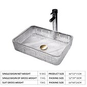 abordables Éviers-Le lavabo rectangulaire en verre moulé sous pression d&#039;art transparent de luxe léger moderne avec évier de robinet