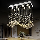 cheap Chandeliers-Crystal Chandelier Ceiling Light Luxury Wave Design 70cm Hot K9 Rectangle Hanging Lamp for Living Room Dining Room Crystal Chandelier Bar Island Cabinet Lamp Ceiling Pendant Lights