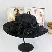 cheap Party Hats-Hats Headwear Straw Hats Tulle Straw Bucket Hat Straw Hat Sun Hat Casual Holiday Melbourne Cup Cocktail Royal Astcot Vintage Style Elegant Beach With Appliques Flower Headpiece Headwear