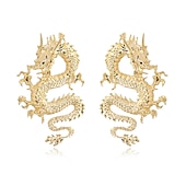 cheap Accessories and More-vintage chinese style dragon stud earrings trendy punk animal totem earrings 2020 unique chic metal dragon statement earrings dainty gold plated earring for women girls jewelry(gold)