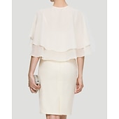 baratos Xale-Bolero Feminino Envolvimento Elegante Proteção Solar Sem Mangas Chifon Envolvimentos para Convidadas de Casamento Com Cor Pura Para Festa de Casamento Todas as Estações dress to impress