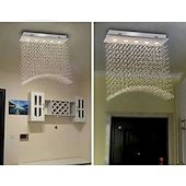 cheap Unique Chandeliers-Crystal Chandelier Ceiling Light Hot K9 Rectangle Hanging Lamp for Living Room Dining Room Wave Crystal Chandelier Pendant Lights Bar Island Cabinet Lamp