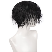 cheap Mens Wigs-Brown Wigs for Men Short Curly Synthetic Hair Wigs for Men Boy Costume Cosplay Party Natural Black Heat Resistant Fake Hair