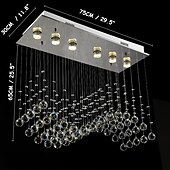 cheap Chandeliers-Crystal Chandelier Ceiling Light Luxury Wave Design 70cm Hot K9 Rectangle Hanging Lamp for Living Room Dining Room Crystal Chandelier Bar Island Cabinet Lamp Ceiling Pendant Lights