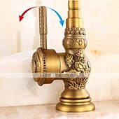 Недорогие классический-смеситель для раковины в ванной, латунная одинарная ручка, одно отверстие, стандартный носик, латунная отделка, краны для ванны с горячей и холодной водой