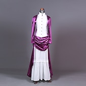 お買い得  ドレス-ヴィクトリアン 1910年代 エドワード フロア丈 ドレス セット プラスサイズ 標準 カスタマイズ パフ／バルーン 公爵夫人 プラスサイズ 結婚式 ソリッド 女性用 結婚式 同窓会 ヴェネツィアのカーニバル 成人 上着 ドレス