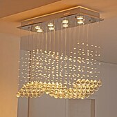 cheap Chandeliers-Crystal Chandelier Ceiling Light Luxury Wave Design 70cm Hot K9 Rectangle Hanging Lamp for Living Room Dining Room Crystal Chandelier Bar Island Cabinet Lamp Ceiling Pendant Lights