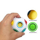 billige Magiske kuber-regnbue puslespill ball kube magisk regnbue ball puslespill fargeskift puslespill ball fidget leketøy stress reliever hjernetrim for festlige og voksne sett med 2