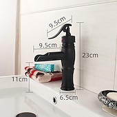 cheap Classical-Oil-rubbed Bronze Bathroom Sink Faucet,Black Waterfall Centerset Single Handle One Hole Bath Taps with Hot and Cold Water Switch