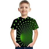 رخيصةأون رؤية 3D وهندسة الصبي-للصبيان 3D ألوان متناوبة 3D طباعة تي شيرت كم قصير طباعة ثلاثية الأبعاد الصيف نشيط الرياضات أناقة الشارع بوليستر حرير الرايون أطفال 2-13 سنة الأماكن المفتوحة مناسب للبس اليومي