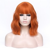 abordables Perruques Synthétiques Sans Bonnet-perruques vertes pour femmes perruques cosplay pour femmes bobo vert rouge bleu violet orange noir rose perruque courte perruque synthétique bouclée avec une frange perruques de fête de noël
