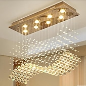 cheap Chandeliers-Crystal Chandelier Ceiling Light Luxury Wave Design 70cm Hot K9 Rectangle Hanging Lamp for Living Room Dining Room Crystal Chandelier Bar Island Cabinet Lamp Ceiling Pendant Lights