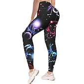 Χαμηλού Κόστους Γιόγκα κολάν &amp; καλσόν-Γυναικεία Παντελόνι για γιόγκα Αντίστροφη καρότσα Έλεγχος κοιλιάς Ψηλή Μέση Γυμναστήριο προπόνηση Τρέξιμο Καταλληλότητα Καλσόν Ποδηλασία Κολάν Σχέδιο γαλαξίας Μαύρο Φθινόπωρο Χειμώνας Αθλητισμός