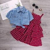 abordables Ensembles pour filles-Fille 3D Pois Ensemble de Vêtements Manche Courte basique Enfants