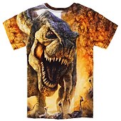 abordables Animales 3D para Niño-Niños Chico Camiseta Manga Corta Bleu Ciel Azul cielo Azul marinero Impresión 3D Dinosaurio Animal Escuela Diario Interior Básico Fresco 3-12 años / Verano
