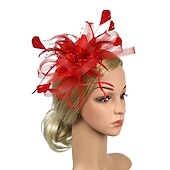 cheap Fascinators-Fascinators Headwear Headpiece Tulle Feathers Formal Business / Ceremony / Fall Wedding Kentucky Horse Race Ladies Day Vintage Elegant With Feather Bowknot Headpiece Headwear Race Day Dress