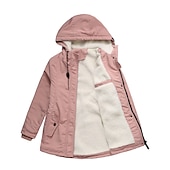 cheap Puffer&amp;Parka-Women&#039;s Parka Street Fall Winter Puffer Jacket Long Coat Windproof Warm 3 in 1 Loose Casual Sports Jacket Long Sleeve Solid Color Zipper Purple Blushing Pink Waterpoof Daily Wear Down Parkas  Lined