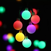 economico Striscie luci ad energia solare-eleganti luci solari per esterni per ricevimenti di nozze – 6,5 m 30 led, lampadine opache impermeabili, bianco caldo&amp;amp;colorato, 8 modalità per decorazioni natalizie