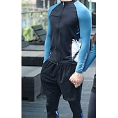 voordelige Overhaaste bewakers-Voor heren Rashguard-badpak UV-zonbescherming UPF50+ Sneldrogend Lange mouw Duikpakken Zwempak 3-stuks Rits Aan De Voorzijde Zwemmen Duiken Surfen Watersport Flora Zomer