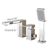 preiswerte Rubinetti per vasca da bagno-Bathtub Faucet - Contemporary Chrome Free Standing Ceramic Valve Bath Shower Mixer Taps / Three Handles Three Holes