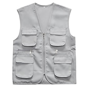 billiga Herrars fiskeväst-Herr Dam Fiskeväst Vandringsväst Ärmlös Väst Jacka Överdelar Utomhus Andningsfunktion Snabb tork Multi Pocket Lättvikt Vår Polyester Svart Gul Rubinrött Fiske Klättring Löpning