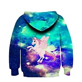 economico Cartone animato 3D della ragazza-Da ragazza 3D Cielo stellato Unicorno Felpa con cappuccio Manica lunga Stampa 3D Primavera Autunno Inverno Attivo Streetwear Bambino 3-12 anni Esterno Giornaliero