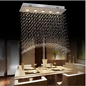 cheap Unique Chandeliers-Crystal Chandelier Ceiling Light Hot K9 Rectangle Hanging Lamp for Living Room Dining Room Wave Crystal Chandelier Pendant Lights Bar Island Cabinet Lamp