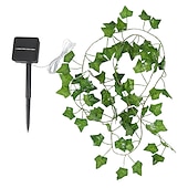 levne Sluneční řetězová světla-LED String Light IP65 Vodotěsná solární energie Venkovní LED String Závěsná světla Umělá venkovní břečťanová listová Rostliny pro zahradní plot Nástěnná závěsná dekorace Teplá bílá 8 Režim osvětlení