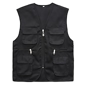 billiga Herrars fiskeväst-Herr Dam Fiskeväst Vandringsväst Ärmlös Väst Jacka Överdelar Utomhus Andningsfunktion Snabb tork Multi Pocket Lättvikt Vår Polyester Svart Gul Rubinrött Fiske Klättring Löpning