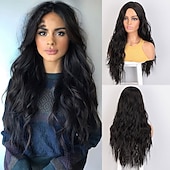 economico Parrucche trendy sintetiche-parrucche grigie per le donne parrucche sintetiche parrucche lunghe ondulate per le donne parrucca laterale parte naturale resistente al calore capelli del partito ombre parrucche bionde brizilan