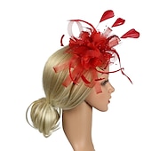 cheap Fascinators-Fascinators Headwear Headpiece Tulle Feathers Formal Business / Ceremony / Fall Wedding Kentucky Horse Race Ladies Day Vintage Elegant With Feather Bowknot Headpiece Headwear Race Day Dress