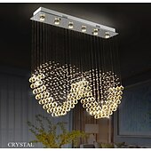 cheap Unique Chandeliers-Crystal Chandelier Heart Design Hot K9 Rectangle Hanging Lamp for Living Room Dining Room wave Crystal Chandelier Bar island cabinet lamp ceiling pendant lights
