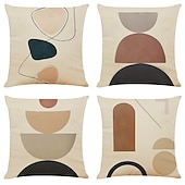 cheap Abstract Style-Cushion Cover 4PCS Soft Decorative Square Throw Pillow Cover Cushion Case Pillowcase for Sofa Bedroom  Superior Quality Machine Washable Faux Linen Cushion for Sofa Couch Bed Chair